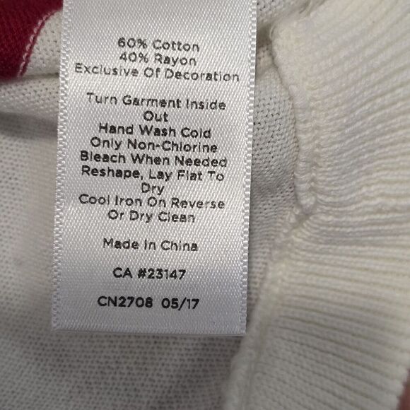 NWOT Talbots Red & Cream Striped & Rhinestone Bows Holiday Christmas Sweater 3X - Picture 12 of 13